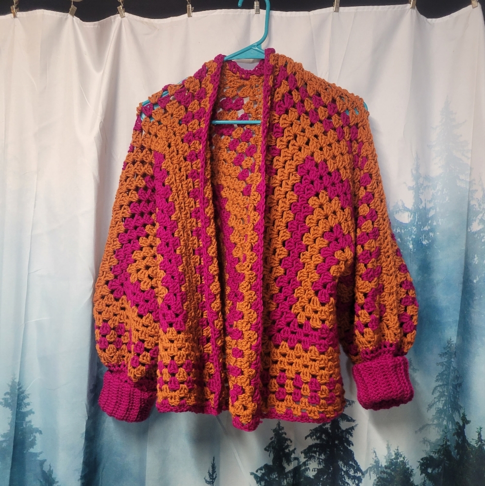 Crochet Hexagon Cardigan Handmade